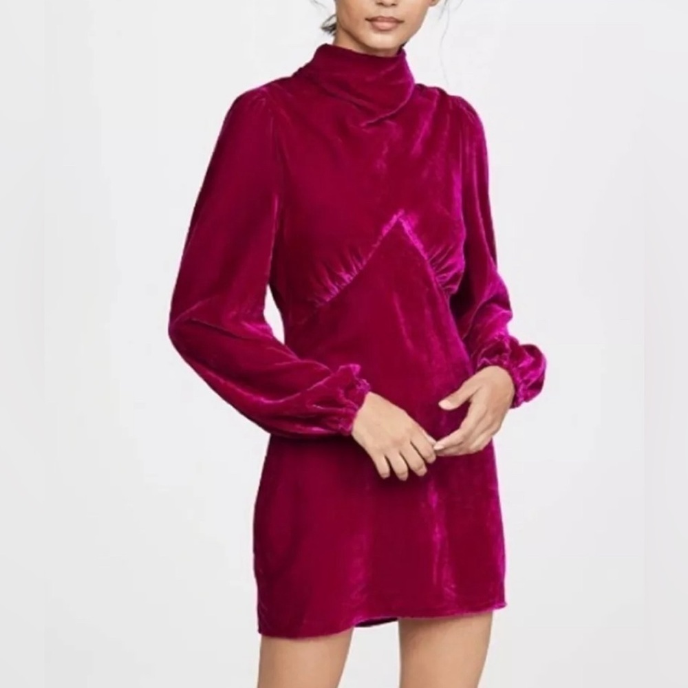 NWT Divine Heritage Mock Neck Mini Dress in Fuschia